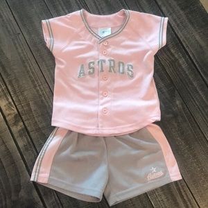 Pink and grey Astros shorts set